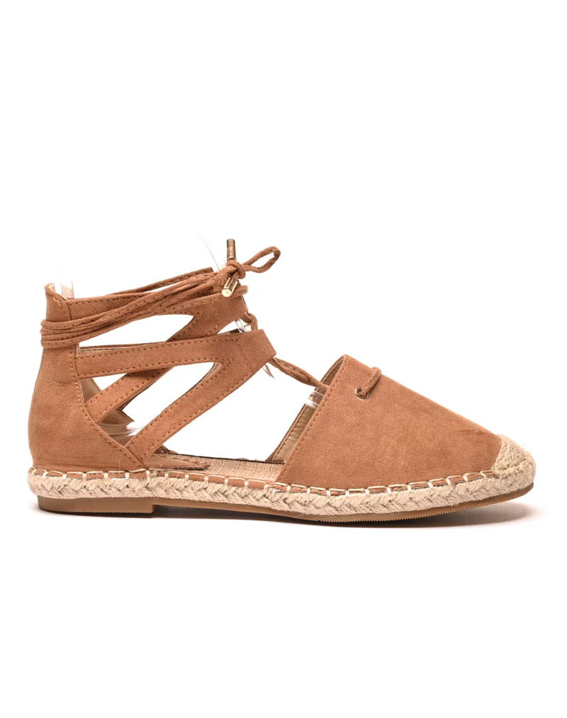 Sandales-espadrilles camel effet suédine