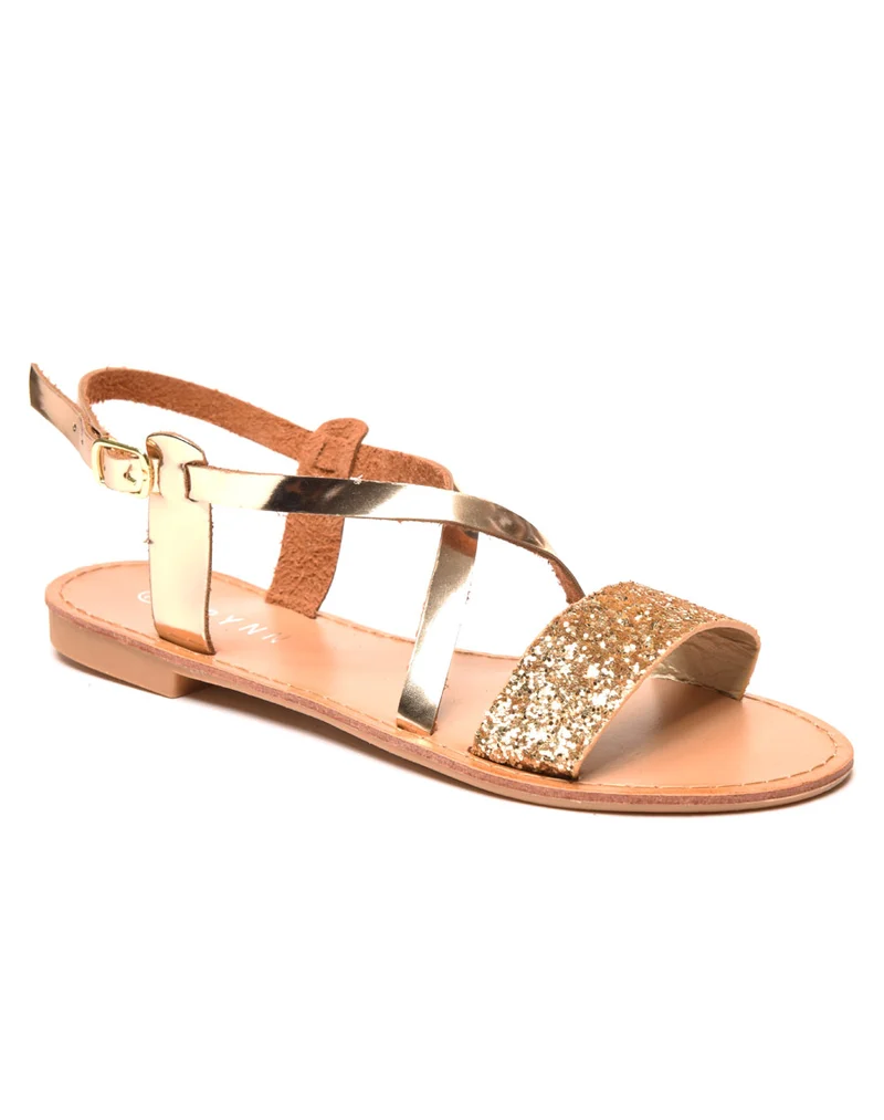 Nu-pieds doré pailleté