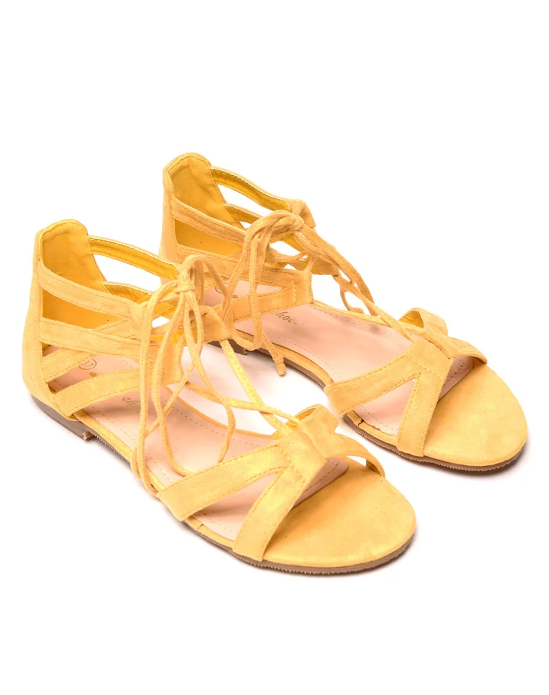 Sandale jaune effet suédine