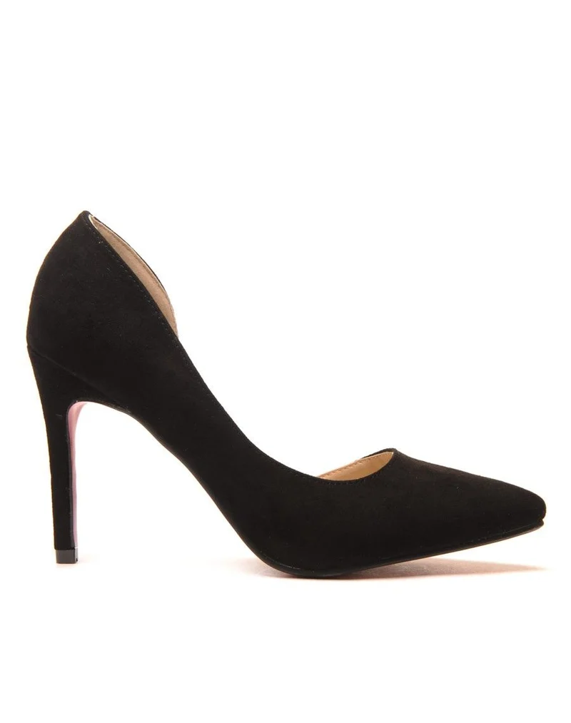Escarpin noir asymétrique avec semelle rose