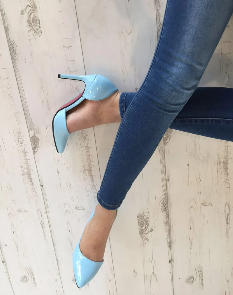 Escarpins bleu vernis