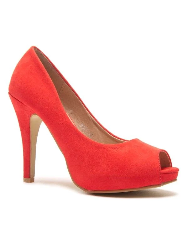 Escarpin rouge avec bout ouvert