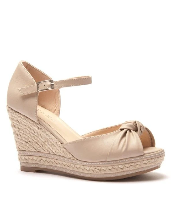 Sandale compensée beige