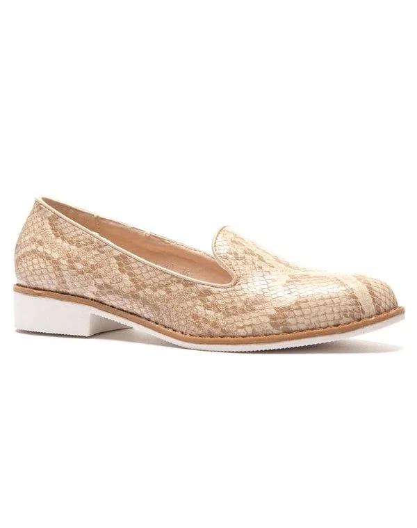 Mocassin slipper python abricot