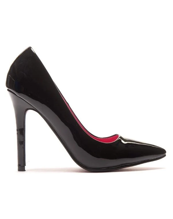 Escarpin noir bout pointu et semelle rose