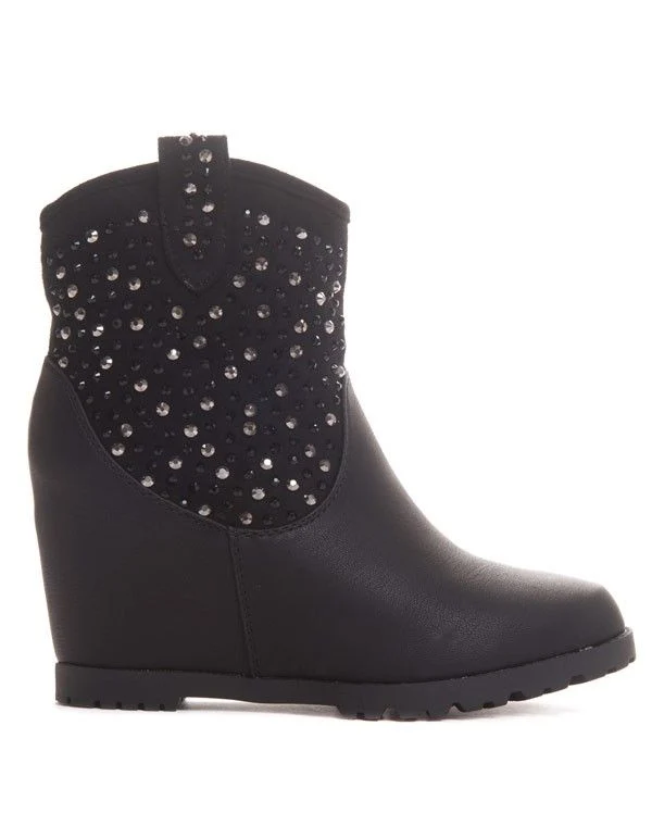Bottine compensée avec strass