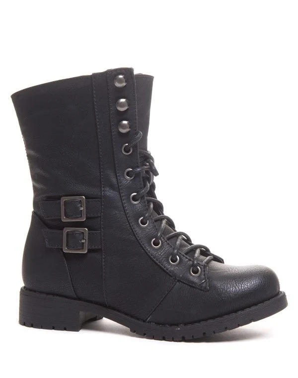 Bottes motardes à lacets noires