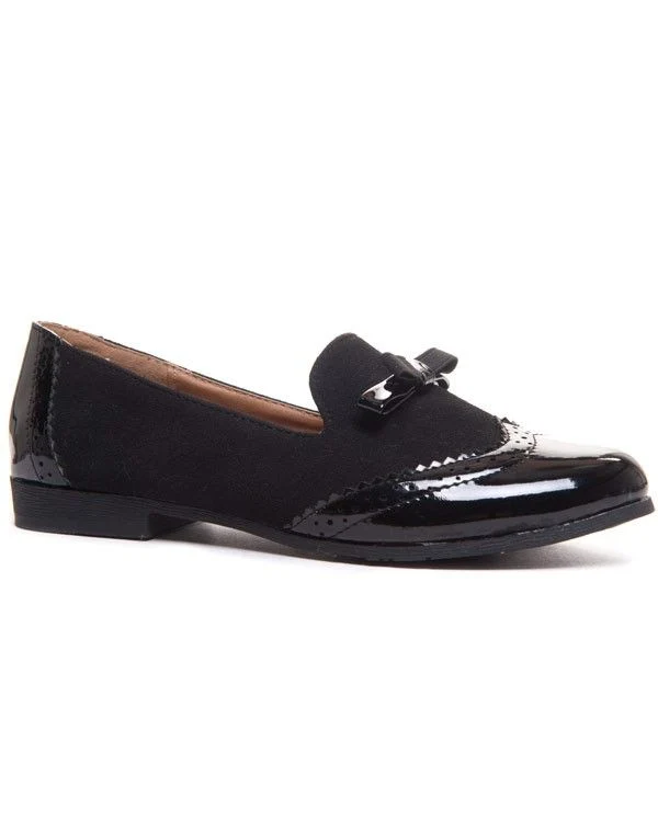 Mocassin bi-matière avec n?ud sur le dessus