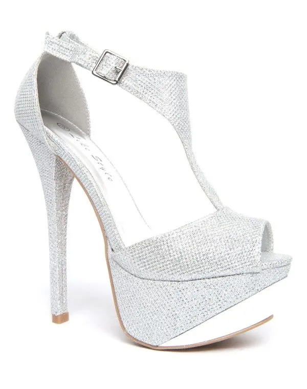 Chaussure femme Like Style: Escarpin argentés reflet paillette
