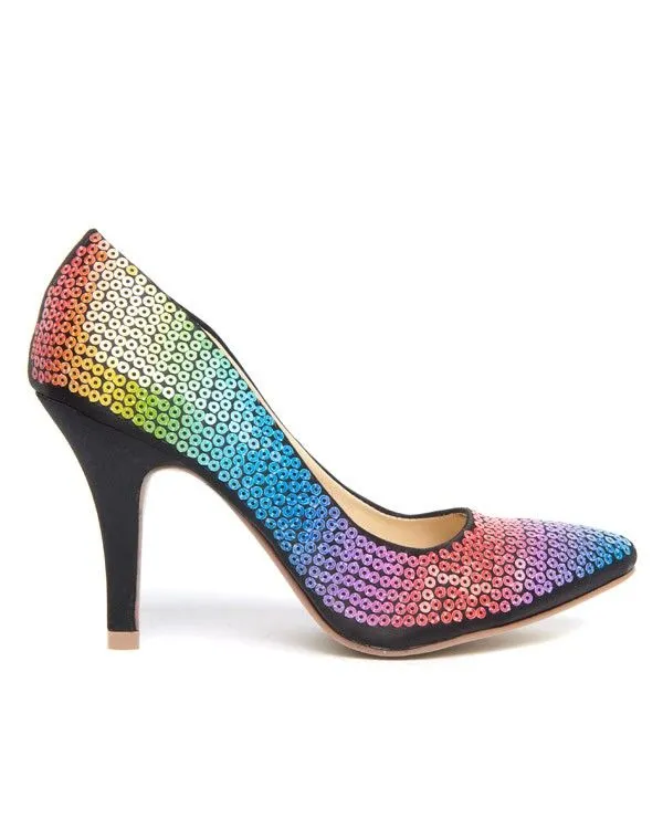 Escarpins couleurs de l'arc-en-ciel en mini-sequins
