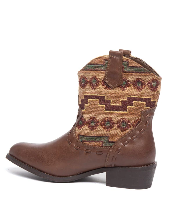 Bottes Ideal tissus motif ethnique marron