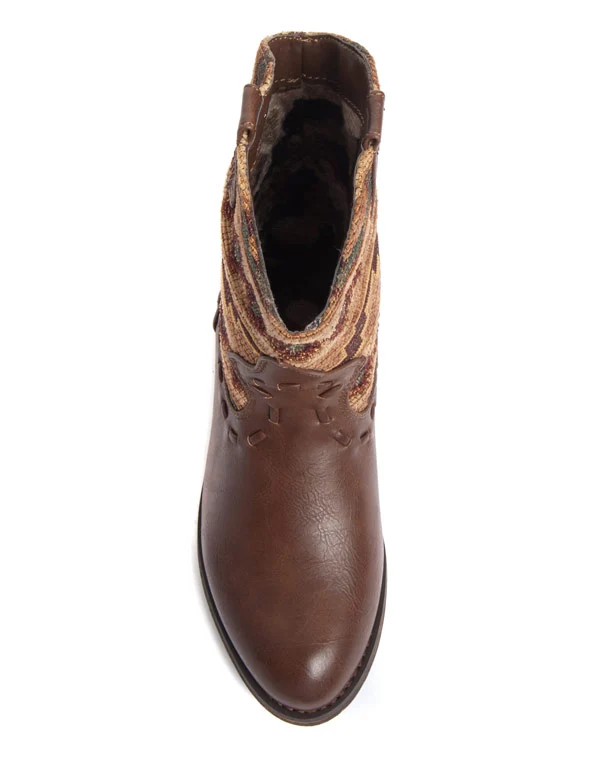 Bottes Ideal tissus motif ethnique marron