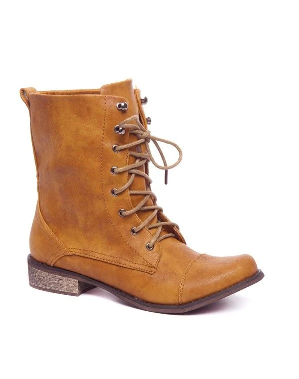 Chaussure femme Ideal: Bottes à lacets camel