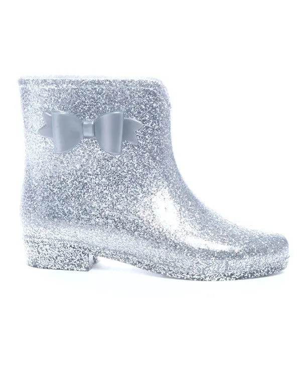 Chaussures femme Ideal: Bottine caoutchouc gris pailleté