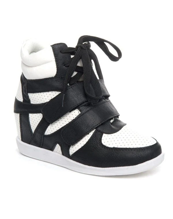 Chaussures femme Cocoperla: Basket compensée montante noire