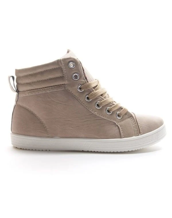 Chaussure femme Style Shoes: Basket montante - beige