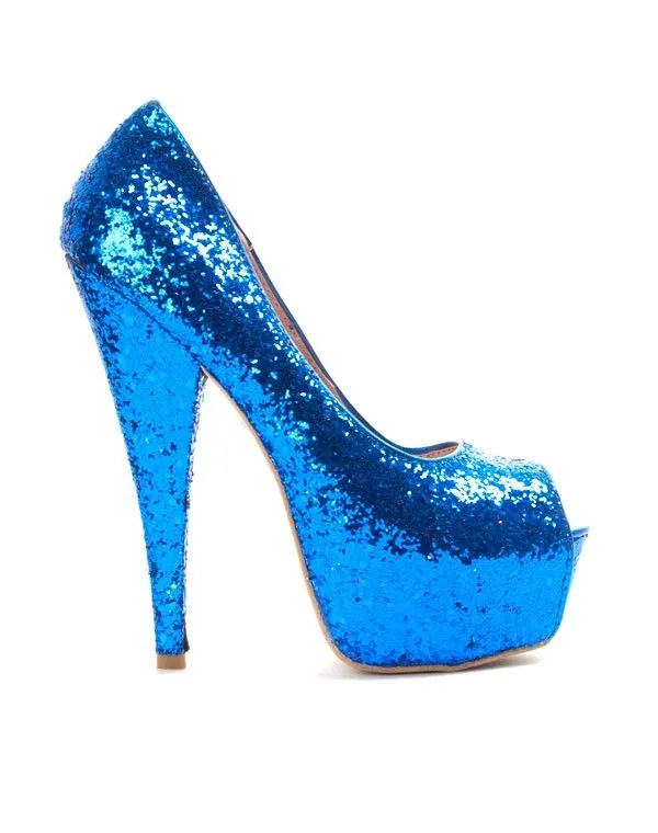 Chaussure femme Sinly: Escarpin pailleté bleu