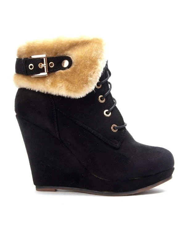 Chaussures femme Bruna Rossi: Bottine compensée fourrée noire