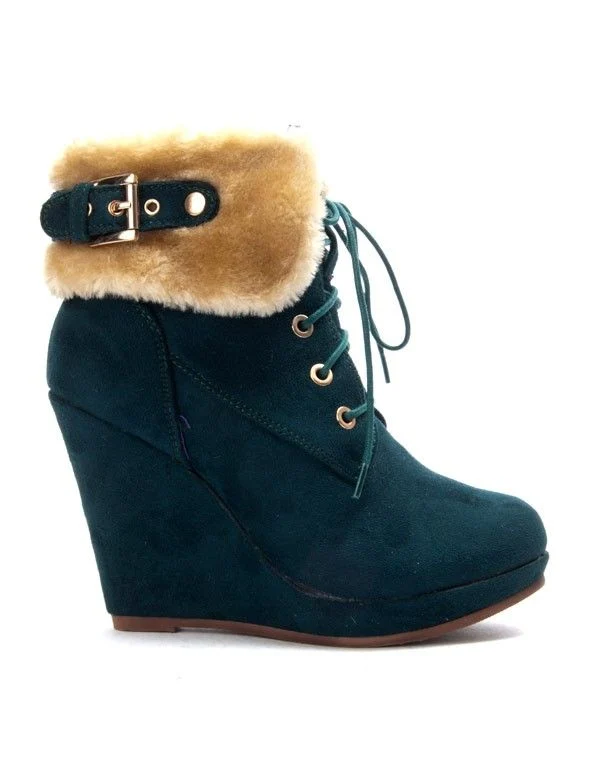 Chaussures femme Bruna Rossi: Bottine compensée fourrée vert