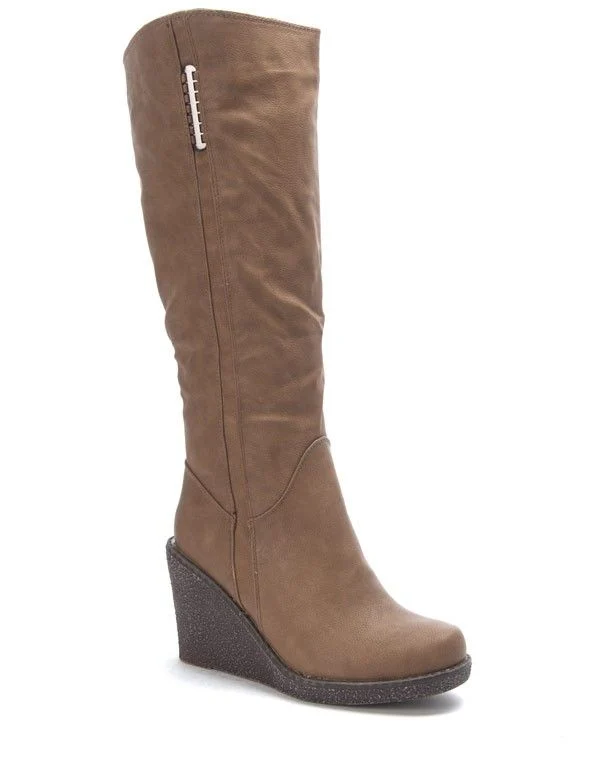 Chaussure femme Sunrise C: Botte talon compensé kaki