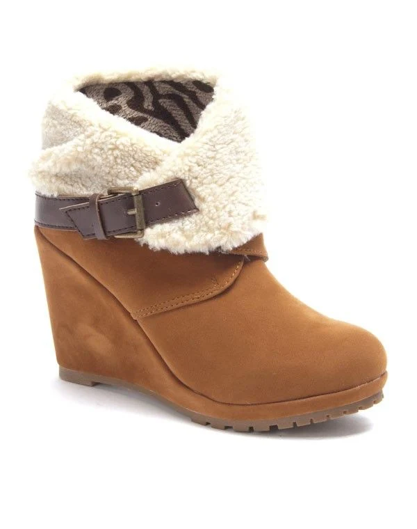 Chaussures femme Sinly: Bottine compensé camel