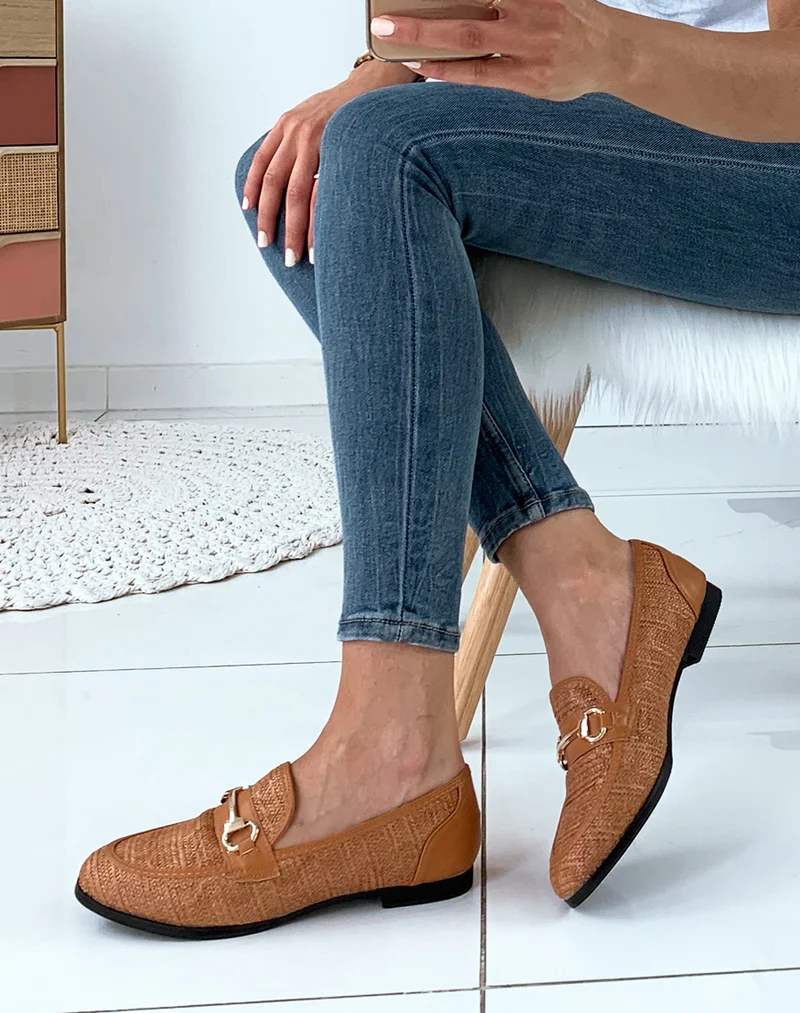 Mocassins camel en osier
