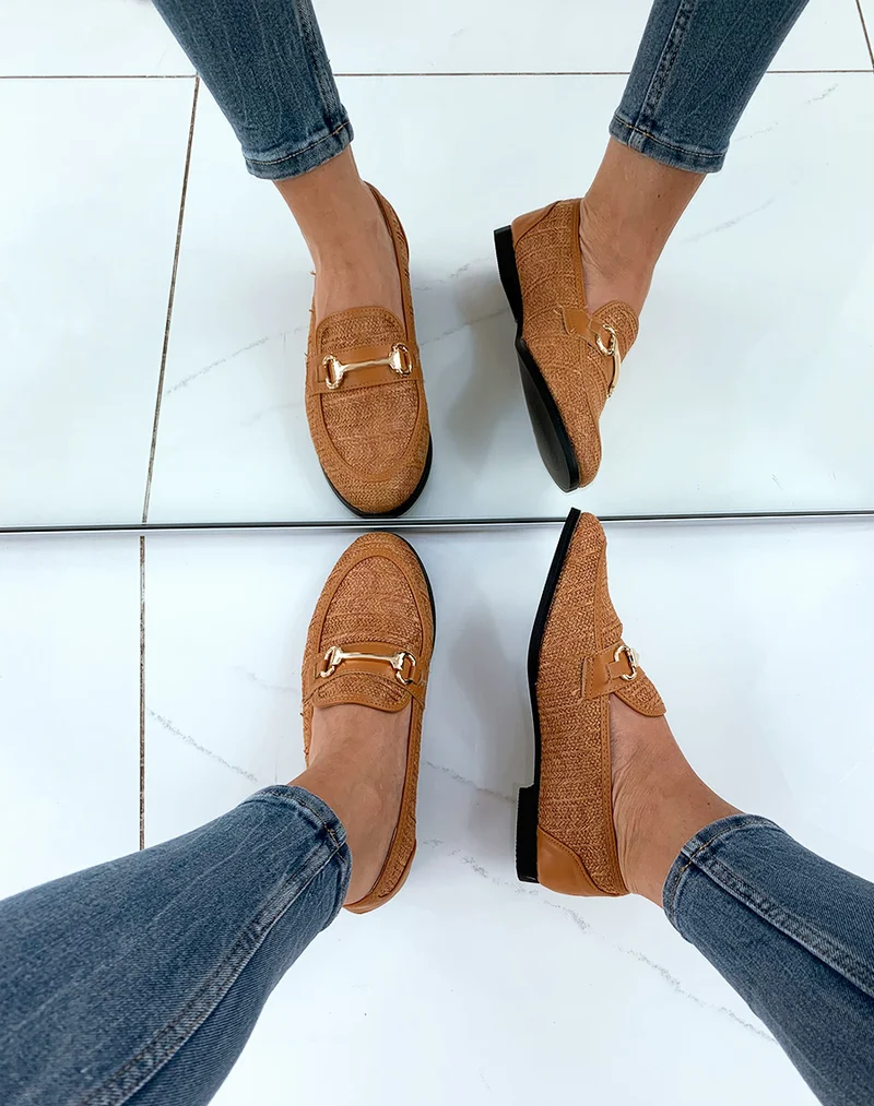Mocassins camel en osier