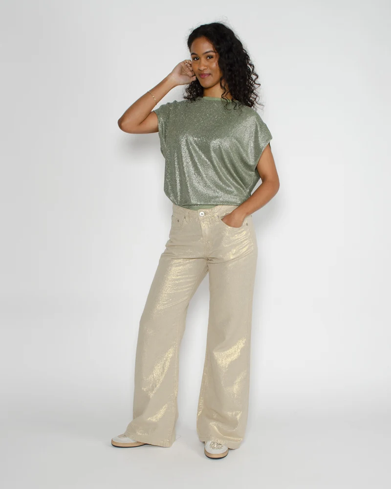 Pantalon lin or denim studio